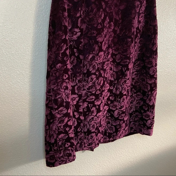 CDC Vintage Velvet Dress Floral Jacquard Open Back Midi Size 10 Crush Velvet - Picture 5 of 17